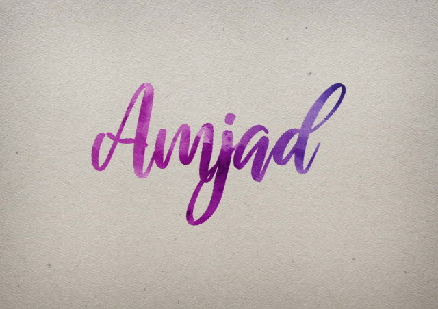 Free photo of Amjad Watercolor Name DP