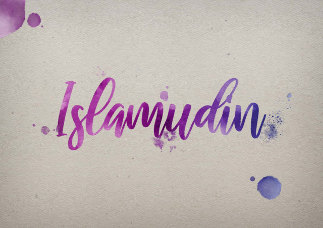 Free photo of Islamudin Watercolor Name DP