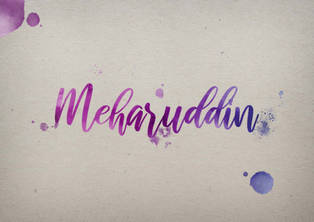 Free photo of Meharuddin Watercolor Name DP