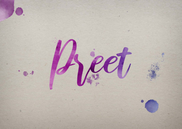 Free photo of Preet Watercolor Name DP