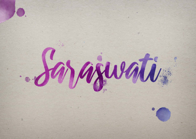 Free photo of Saraswati Watercolor Name DP