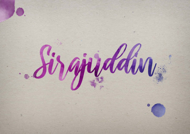 Free photo of Sirajuddin Watercolor Name DP