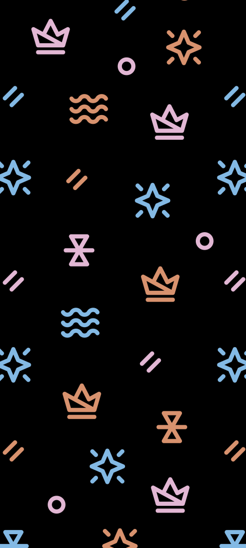 close up of a pattern of different symbols on a black background
