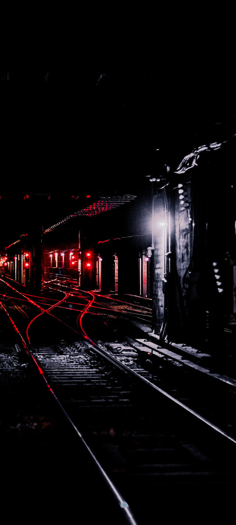 train going down the tracks at night