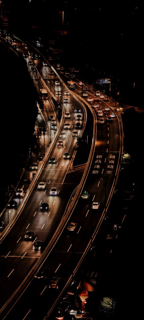 Free photo of Cityscape Amoled Wallpaper with Night, Road & Highway