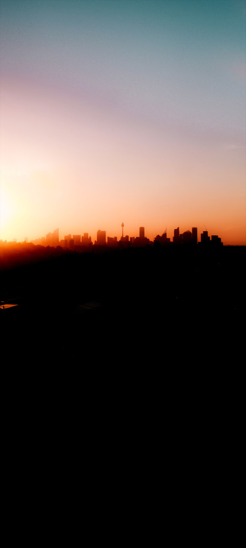 sunset over a city