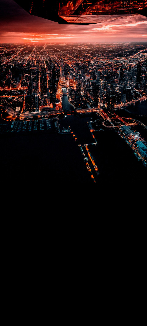 view of city from an airplane