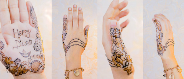 Free photo of Happy Diwali Mehndi Design | Front and Back Hand