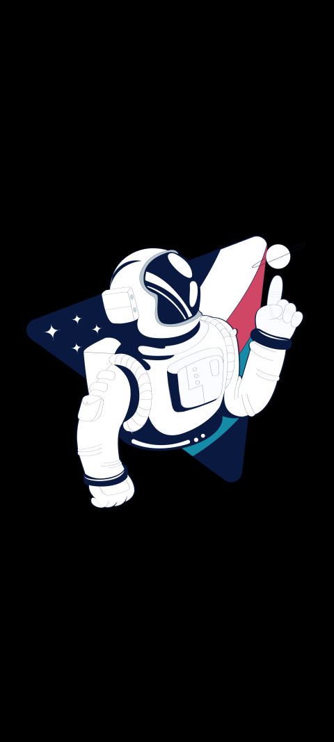 Free photo of Illustrations Amoled Wallpaper with Astronaut, Cartoon & Illustration