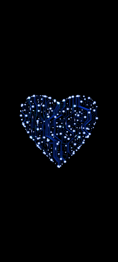 Free photo of Illustrations Amoled Wallpaper with Blue, Heart & Font