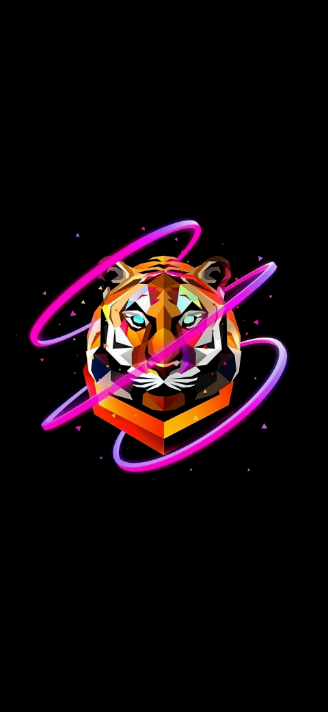 tiger with a neon ring around it