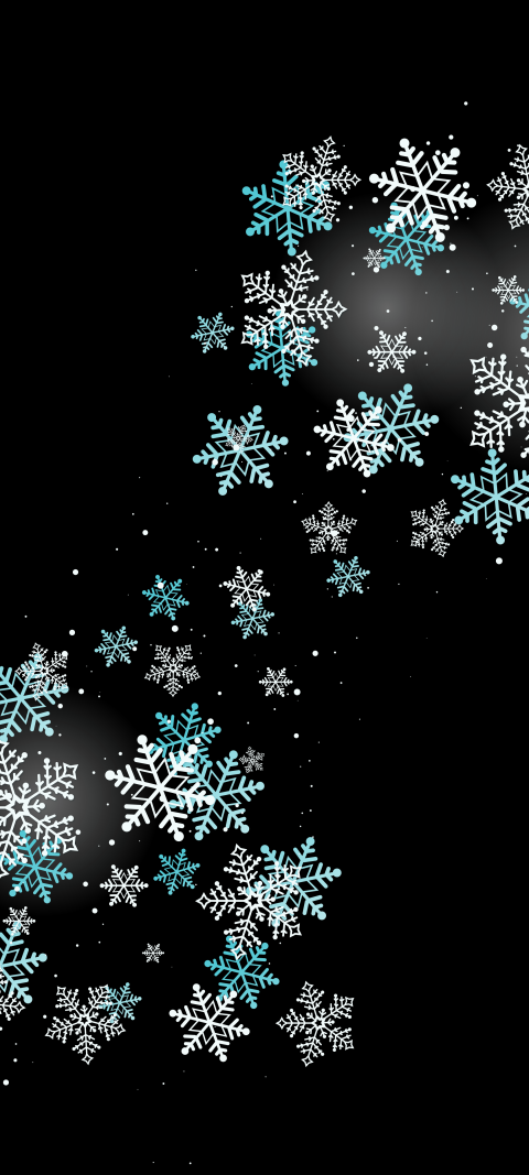 snow flakes falling from the sky on a black background