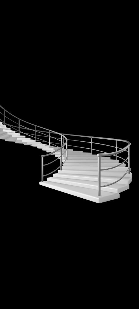 a 3d rendering of a staircase with a railing and railing