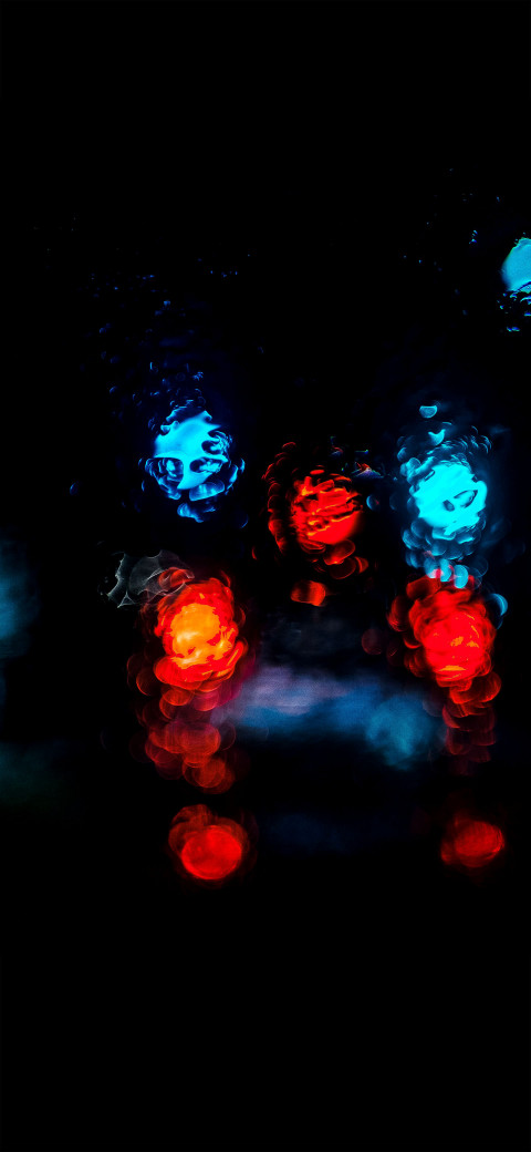 Free photo of Light & Neons Amoled Wallpaper with Blue, Red & Water