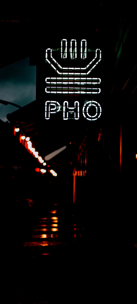 neon sign on the street