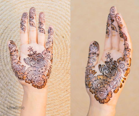 Free photo of Palm Henna Floral Design