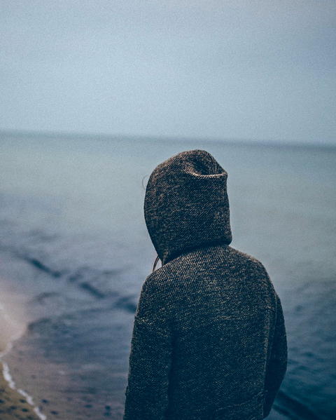 Free photo of Sad Alone Guy in Hoodie