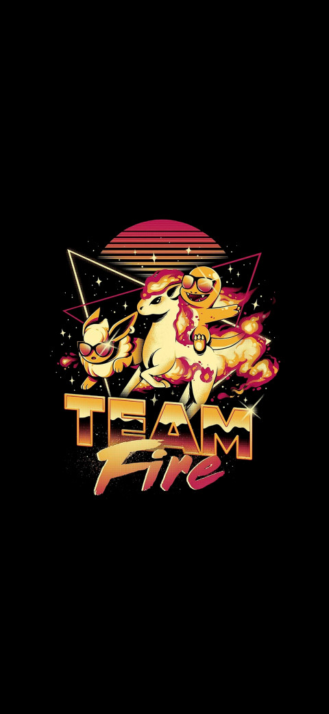Free photo of Team Fire Amoled Wallpaper with Pokémon