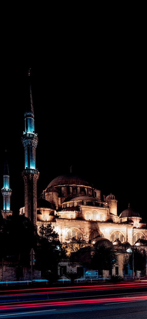 Free photo of Turkey Mosque long exposure amoled wallpaper
