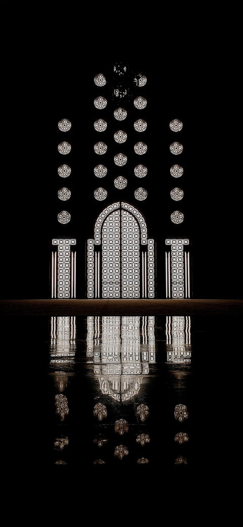 Free photo of Windows of a mosque amoled wallpaper