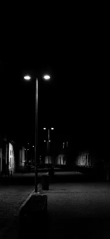 Black and White Amoled Wallpaper with Street light, White & Night