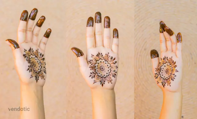Henna multiangle floral palm design