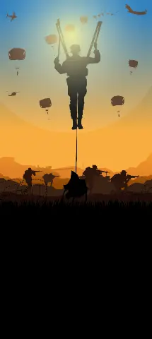 Illustrations Amoled Wallpaper with Sky, Parachute & Yellow