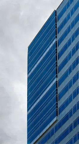 Modern Corporate Building with Blue Glass Facade