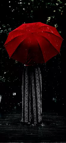 People Amoled Wallpaper with Umbrella, Red & Rain