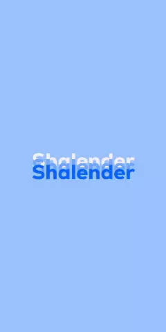 Name DP: Shalender