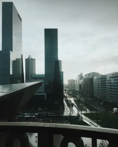 Skyscrapers in Rotterdam on a Rainy Day, Netherlands