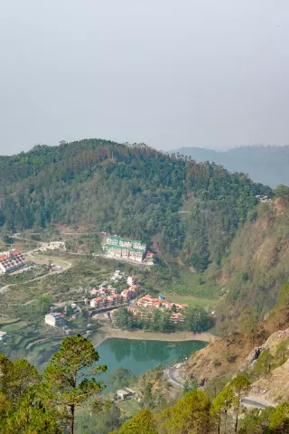 view of a small town on a hill in Uttarakhand